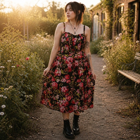 torrid Dresses & Skirts - Floral Midi Dress with Sweetheart Neckline